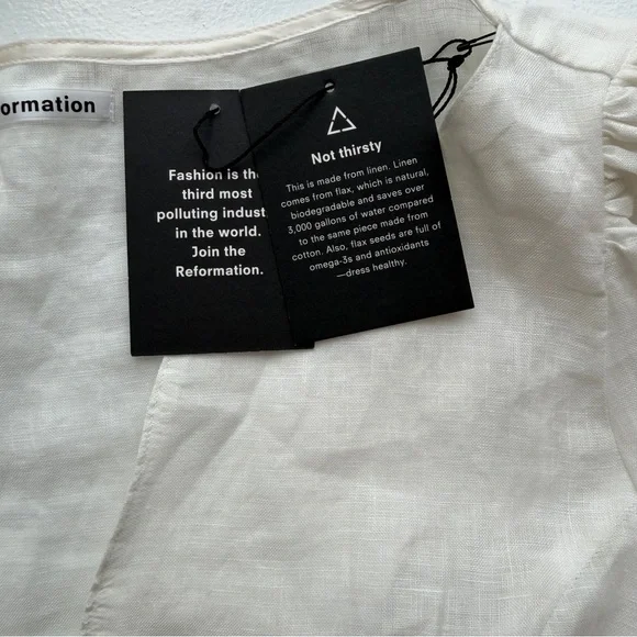 Reformation Tallulah White 100% Linen Button Up Front Top Large NWT - Picture 5 of 12